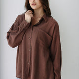Open Back Lace Shirt- Brown