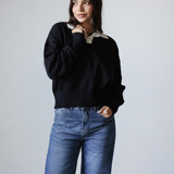 Collar Knit Sweater-Black