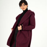 Wool Hooded coat-Burgundy