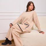 Knit Set with Front Pockets - Beige