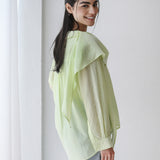 Scarf Collar Shirt- sage green