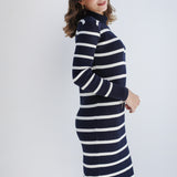 Striped knit dress - Navy
