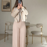Front Seam Wide Leg Pants-cream