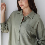 Open Back Lace Shirt- Olive