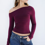 One Shoulder Long Sleeves Top