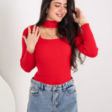 Open Neck Top- red