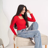 Open Neck Top- red