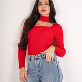 Open Neck Top- red