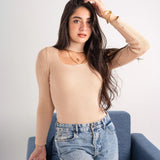 Open Neck Top - cream