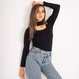 Open Neck Top- black