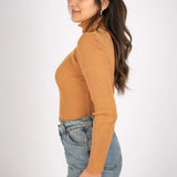 High Neckline top - camel