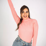 High neckline top - pink