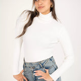 High neckline top - white