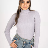 High neckline top -gray