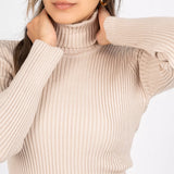 High neckline top -cream