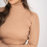 High neckline top -beige