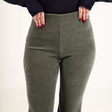 High-Waisted Ribbed Pant-Olive