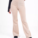 High-Waisted Ribbed Pant-Beige