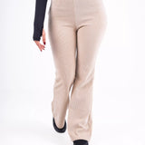 High-Waisted Ribbed Pant-Beige