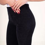 High-Waisted Ribbed Pant- Black