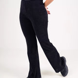 High-Waisted Ribbed Pant- Black