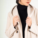 Wool Hooded coat-cream