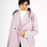 Wool Hooded coat-light pink