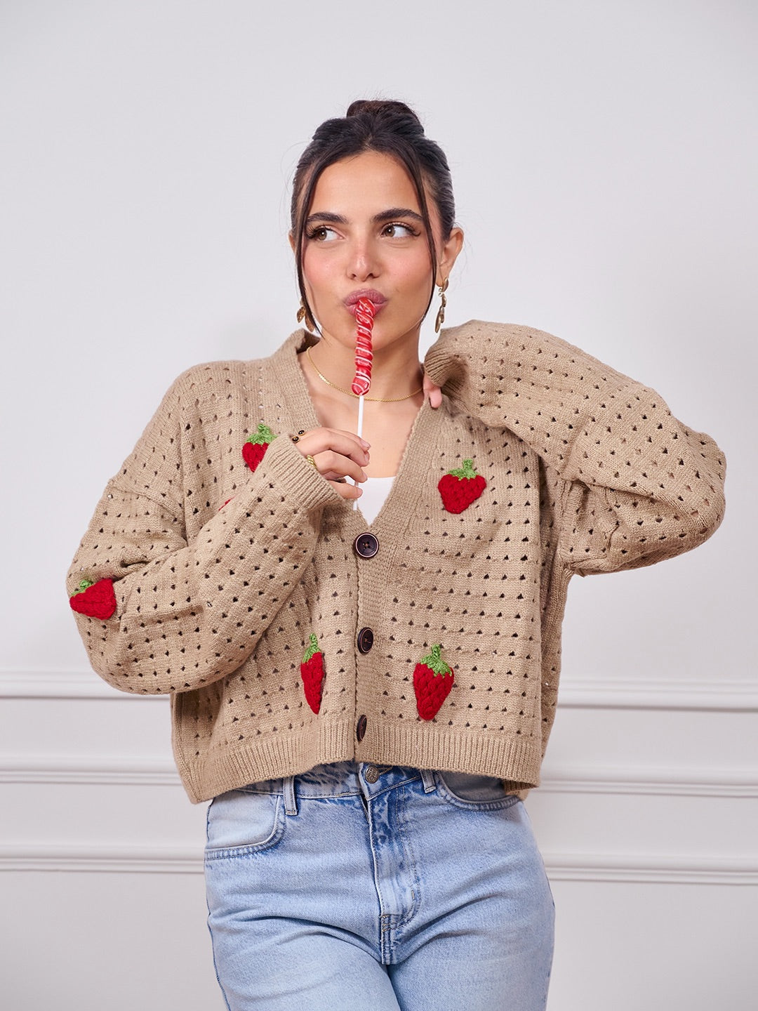 Cropped Strawberry Sweater