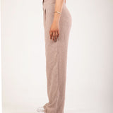 Linen wide-leg pants brown