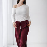Loose Fit Pants-Burgundy