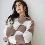 Oversized Striped Knit Sweater-Caffee
