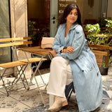 Sky Blue Denim Trench Coat