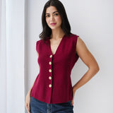 Vogue Sleek Vest-Burgundy