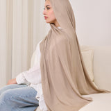 PLAIN COTTON SCARF-‏SAND BEIGE