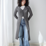 Longline Knit Cardigan-Dark Gray