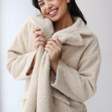 Teddy Long Coat in beige
