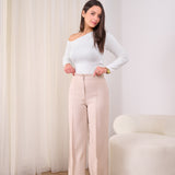 Front Seam Wide Leg Pants-cream