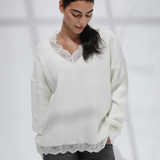 The Lace Sweater-White