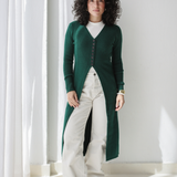Longline Knit Cardigan-Olive