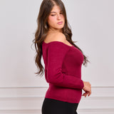 One shoulder basic top - Burgundy