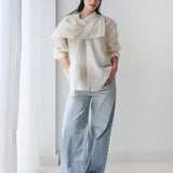 Scarf Collar Shirt- Beige