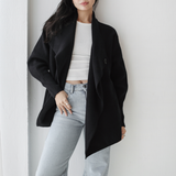 Wrap Cape Cardigan-Black