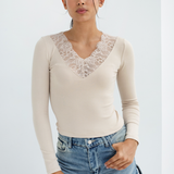 Lace V-Neck Long Sleeve Top