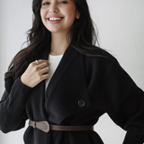 Wrap Cape Cardigan-Black