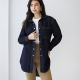 Longline Denim Shirt- navy