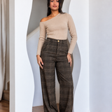 Plaid formal Pants-Brown