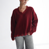 The Lace Sweater-Burgundy