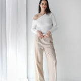 Loose Fit Pants-Light beige