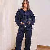 Dark-wash v-denim set