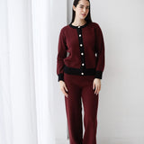 Sleek Comfort Knit Set- Burgundy